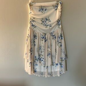 Floral Blue and Pale Pink Sleeveless Dress